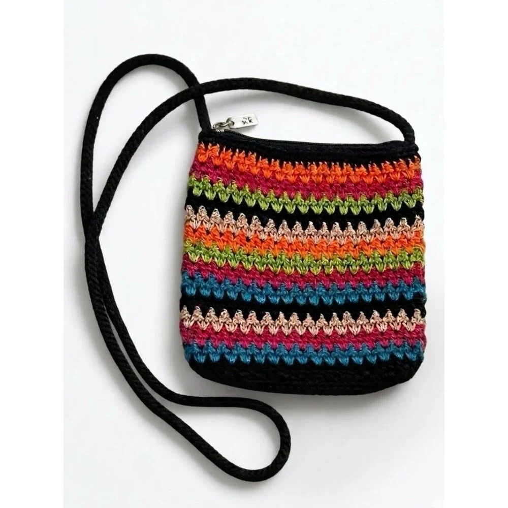 The Sak Multi Colored Striped Boho Crossbody Bag